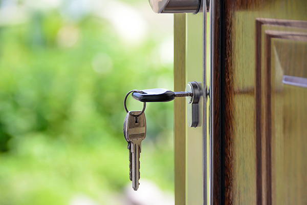 Keys in the door of a home