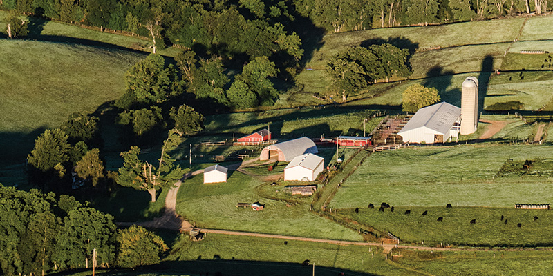 overhead view of a farm