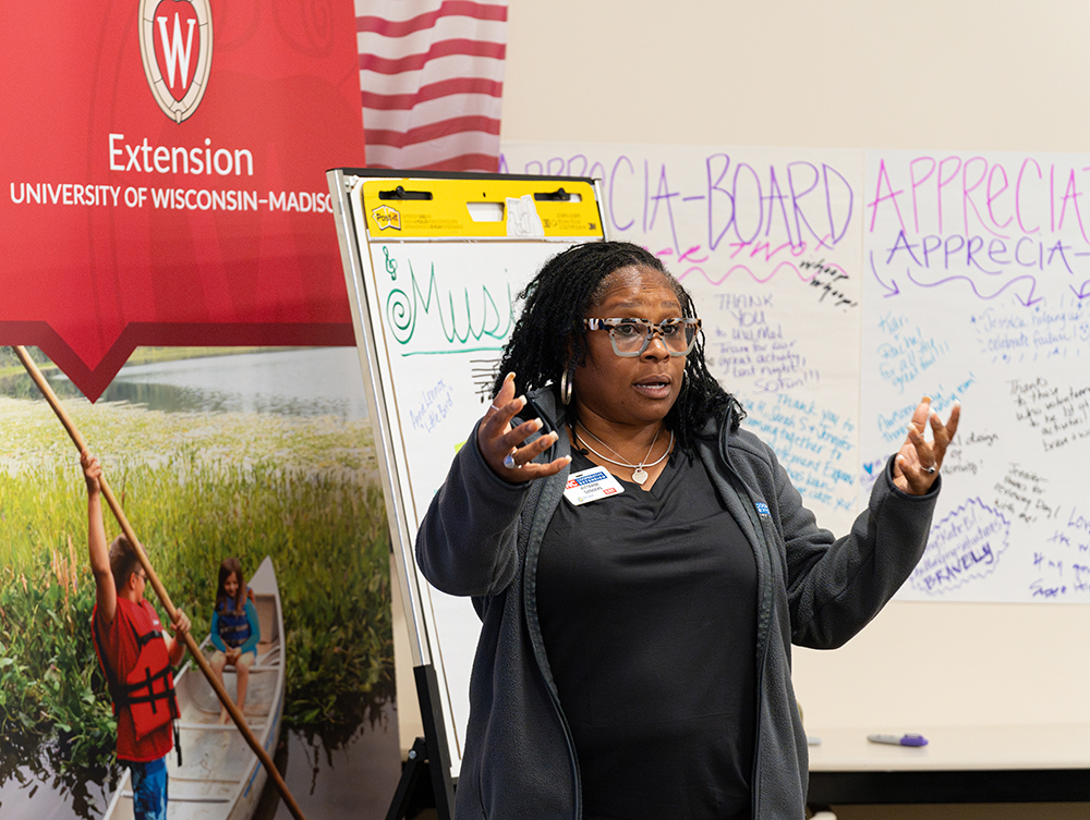 teacher leading an education workshop