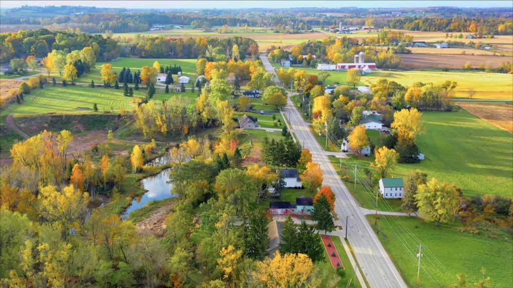 Aerial view of a rural community in WIsconsin
